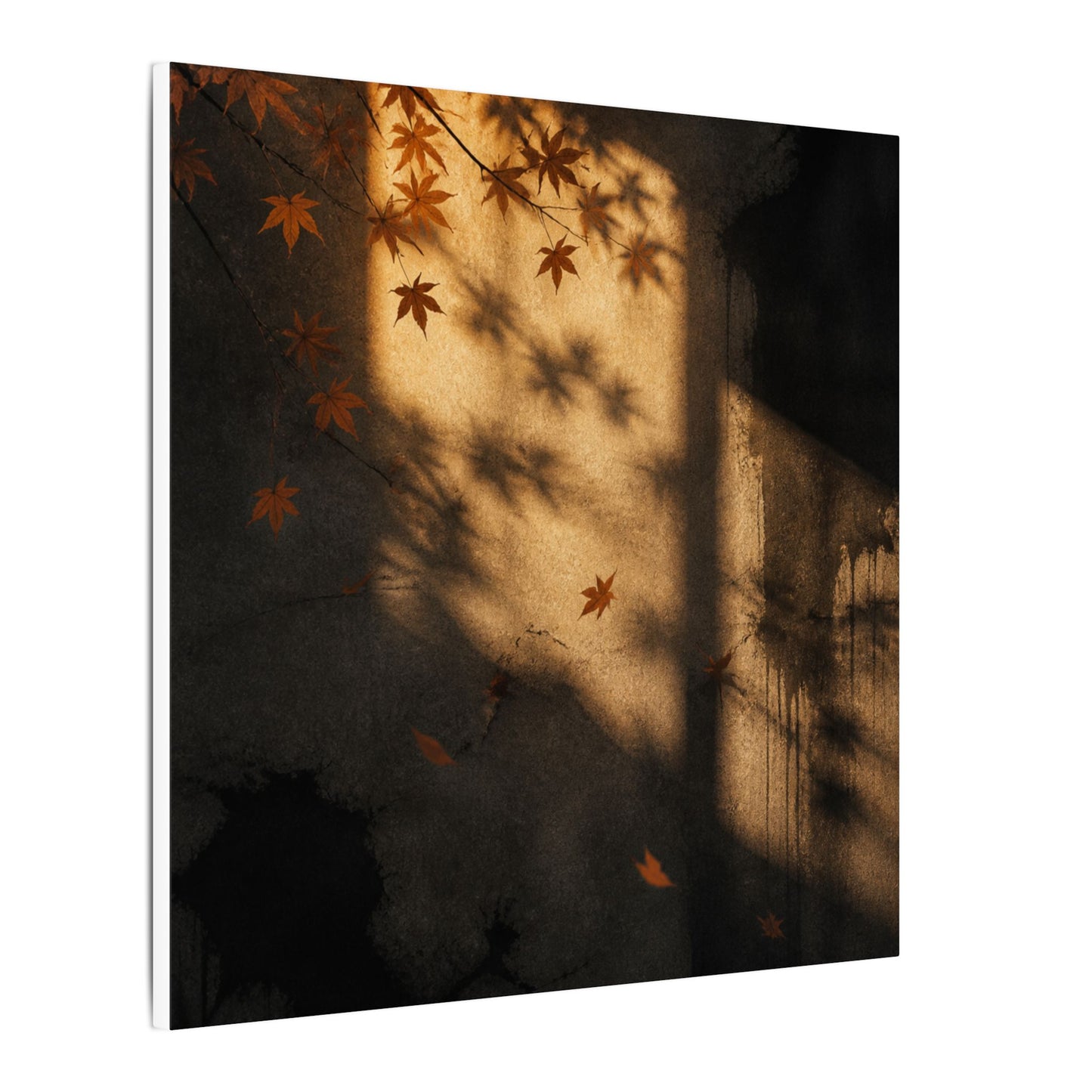Shadow Play Canvas Art | Autumn Dark Japandi Charcoal Ink Art