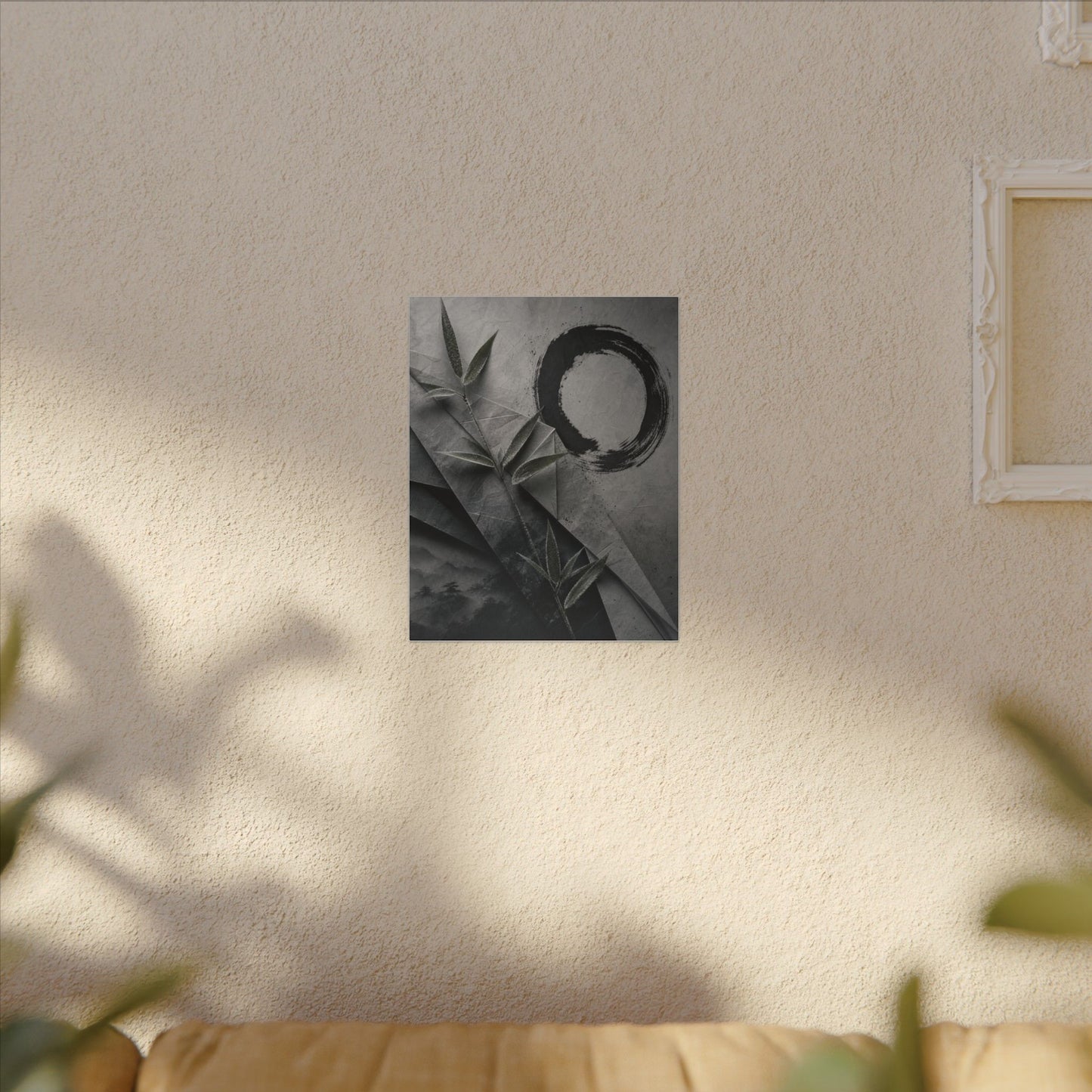 Winter Paper Fold Enso Canvas Art | Serene Decor