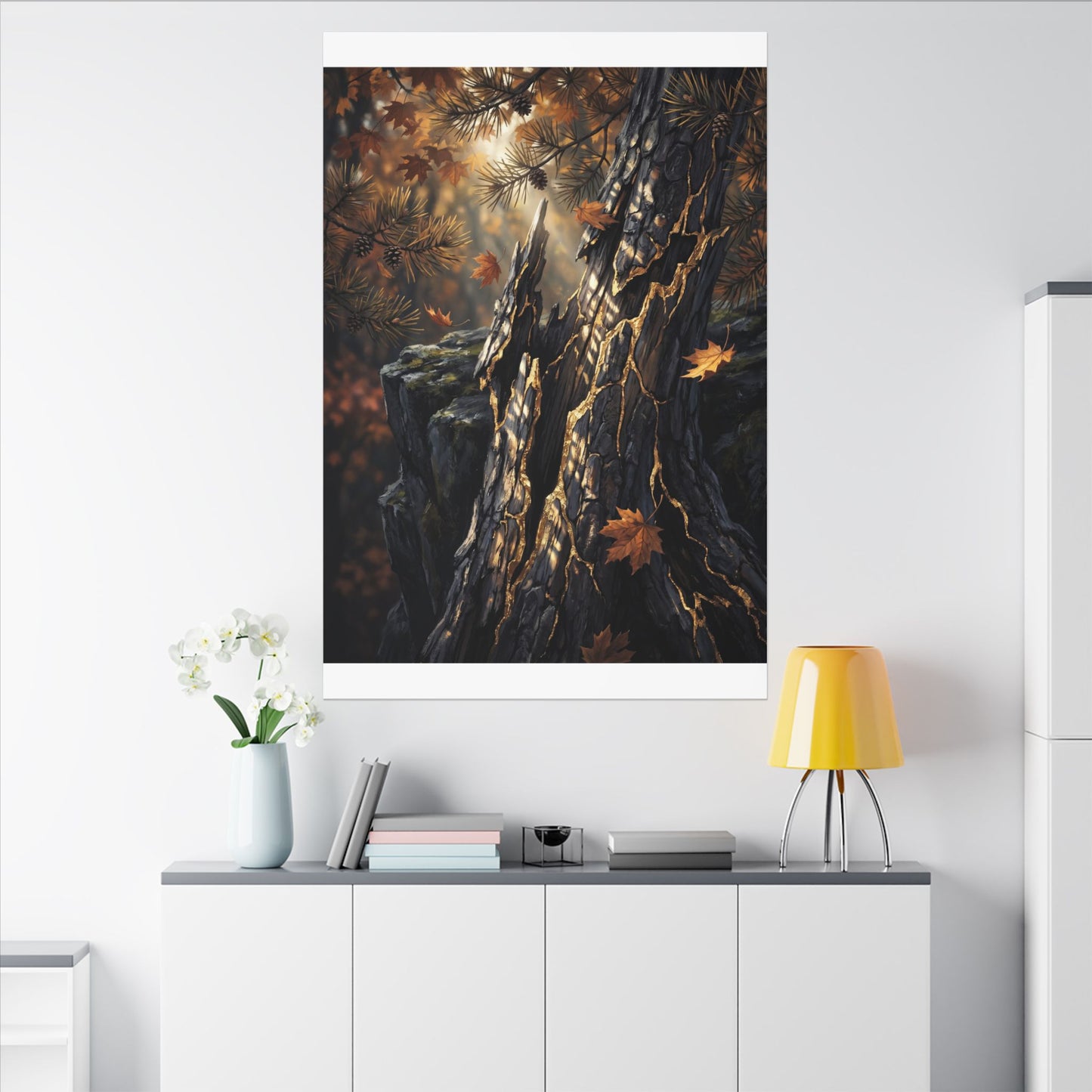 Pine Tree Autumn Canvas Art | Kintsugi Beautiful Design