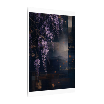 Dawn Wisteria Canvas Art - Dark Japandi Fukinsei
