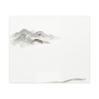 Winter Mountain Mist Minimal Line Canvas Art | Elegant Decor