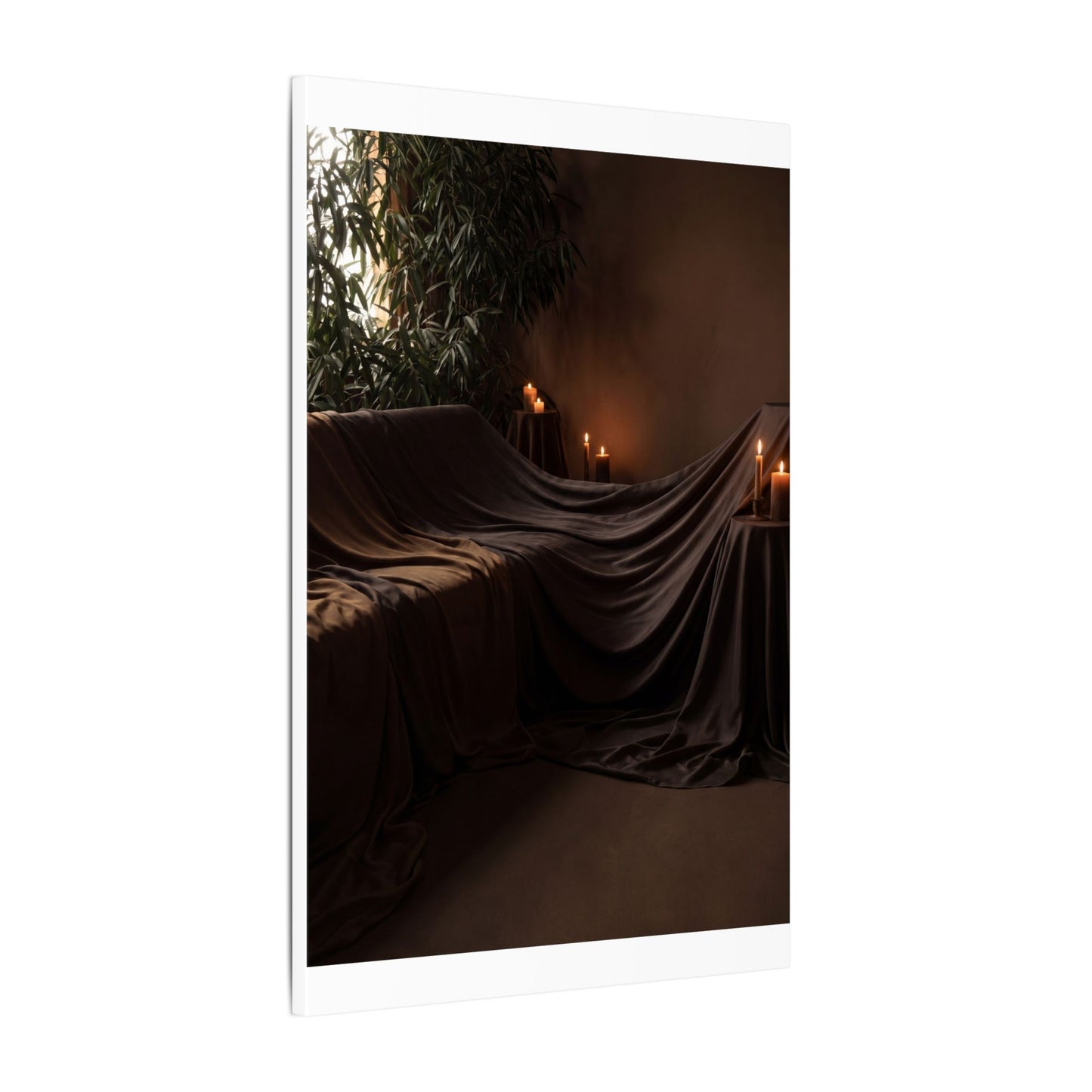 Candlelight Silk Drape Canvas Art - Dark Japandi Ma