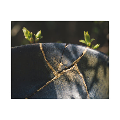 Seijaku Broken Pottery Canvas Art - Dark Japandi Shadow Zen