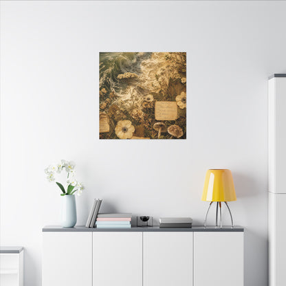 Spring Ocean Wave Herbarium Canvas Art | Nostalgic Decor