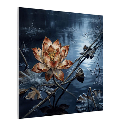 Winter Lotus Flower Broken Beauty Canvas Art | Healing Decor