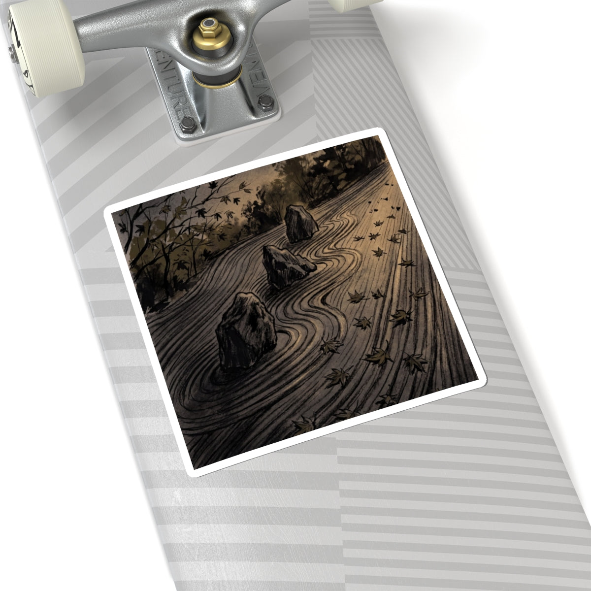 Kanso Rock Garden Sticker - Dark Japandi Charcoal Ink