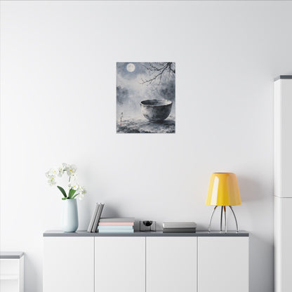 Seijaku Ceramic Bowl Canvas Art - Zen Sumi E