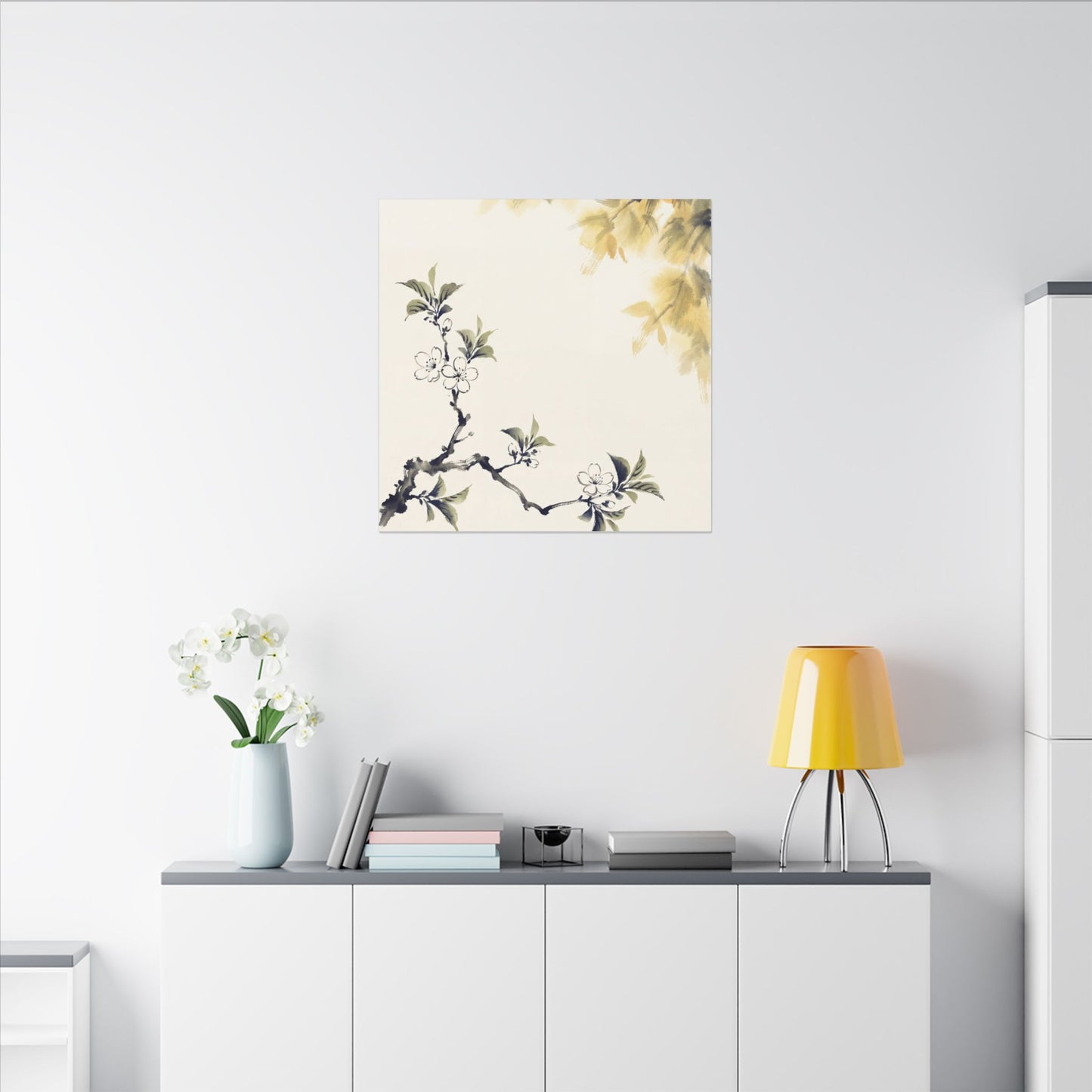 Kanso Cherry Blossom Canvas Art - Zen Sumi E