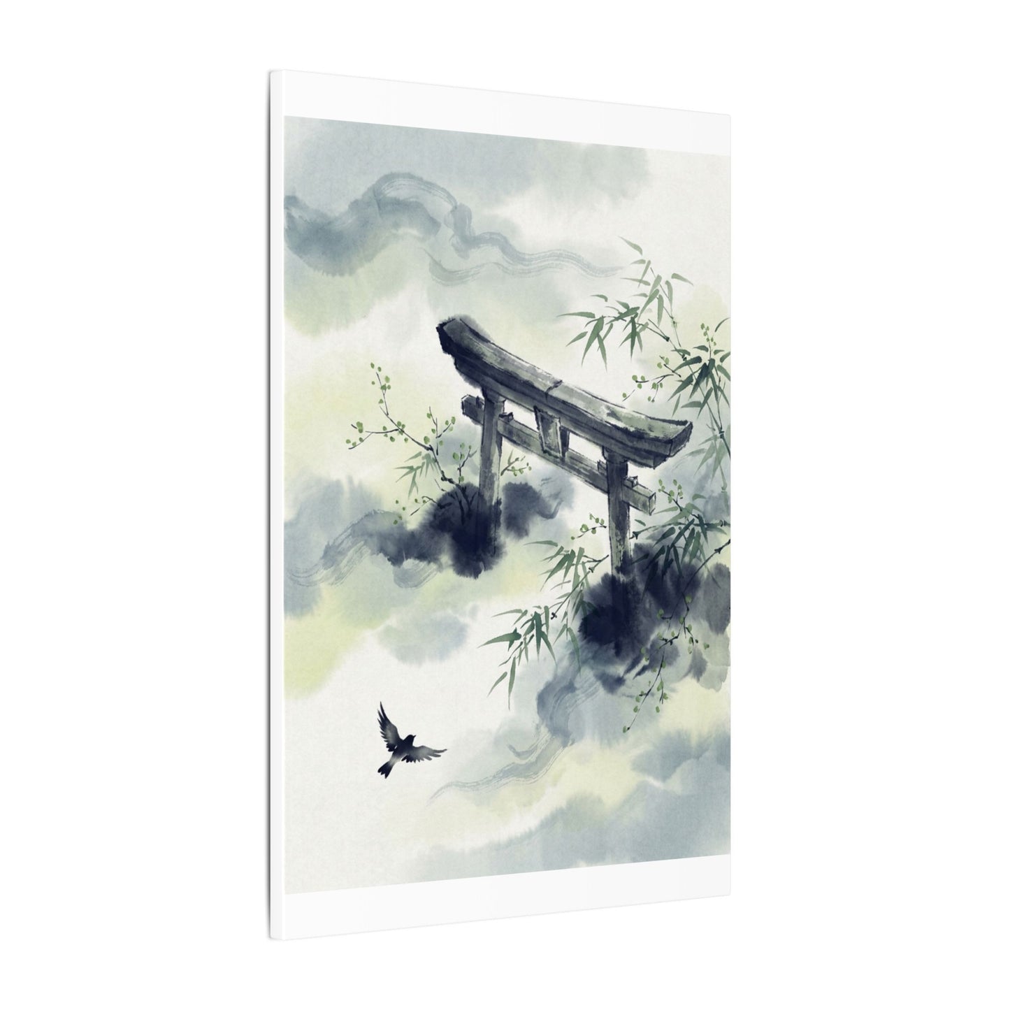 Torii Gate Sumi E Canvas Art | Serene Zen Art