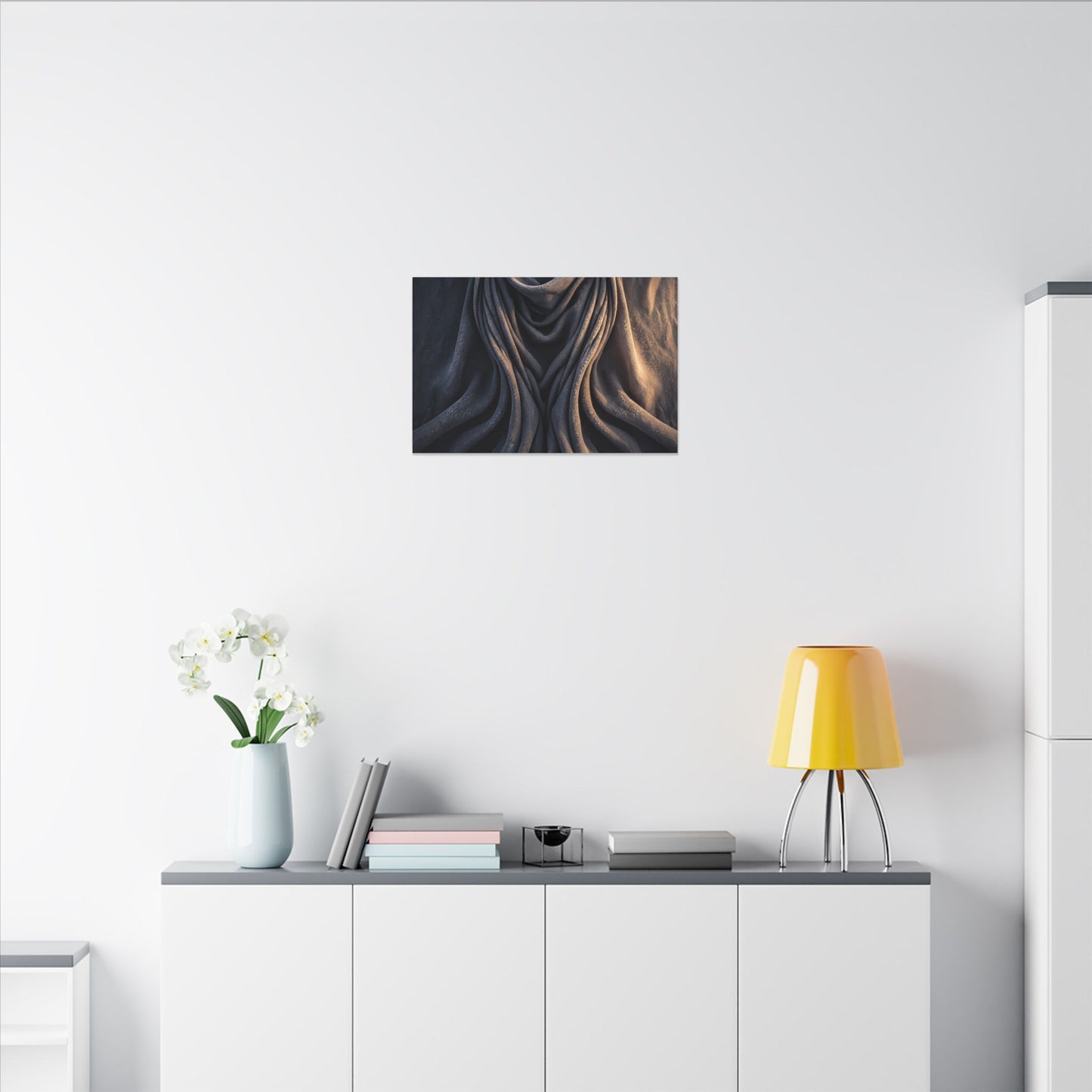 Moody Silk Drape Canvas Art - Shadow Zen Dark Japandi