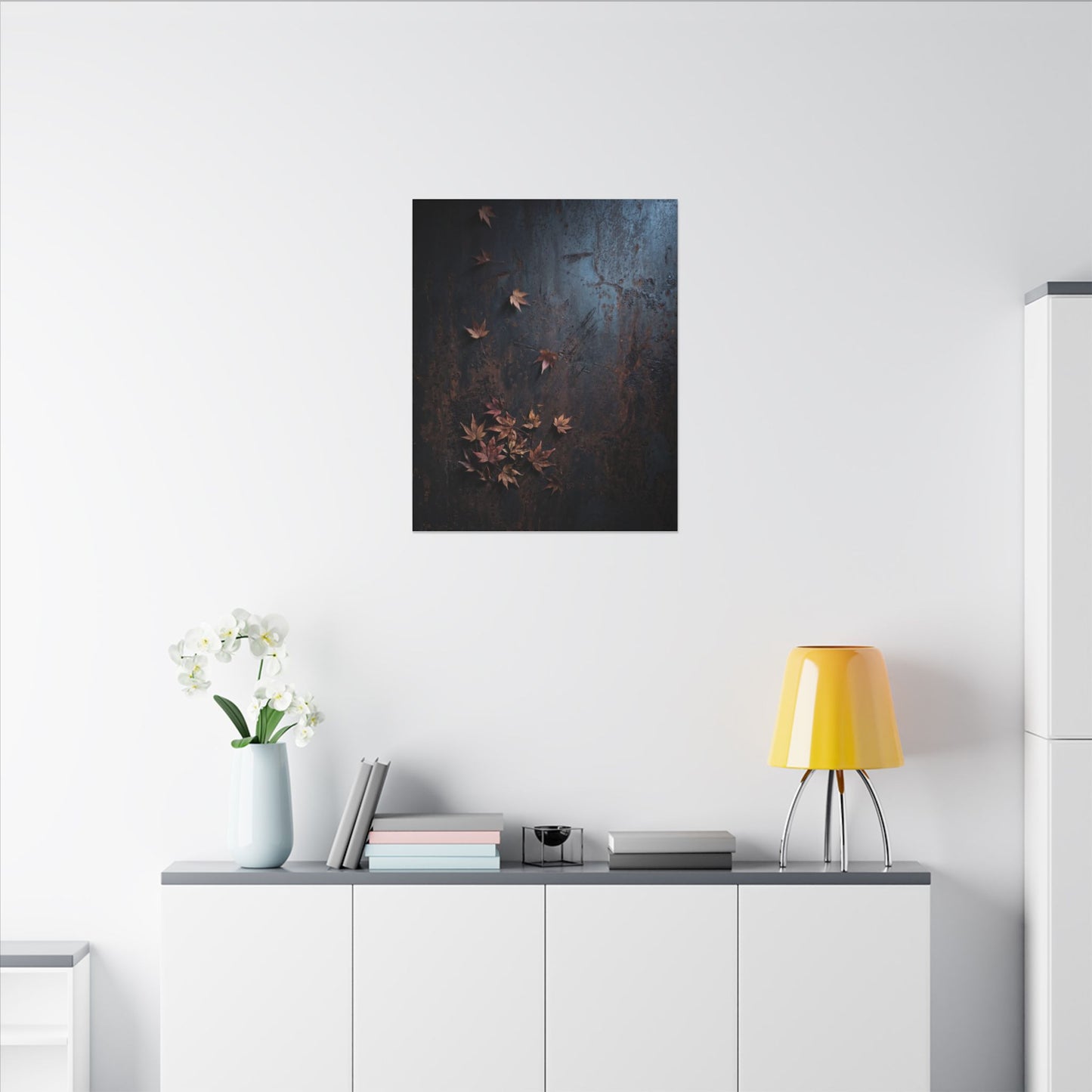 Moonlight Rust Patina Canvas Art - Dark Japandi Mono No Aware