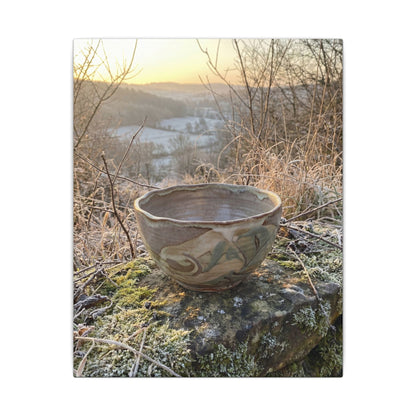 Golden Hour Ceramic Bowl Canvas Art - Japandi Shibui