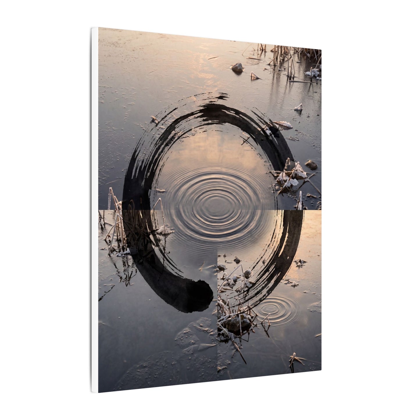 Winter Water Ripple Enso Canvas Art | Tranquil Decor
