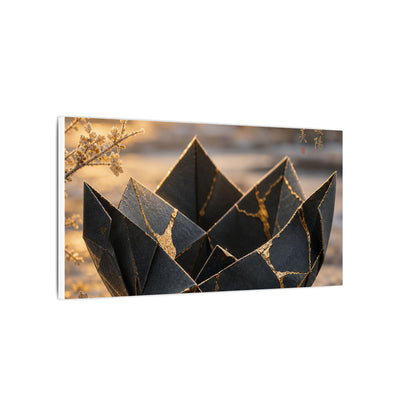 Kintsugi Paper Fold in Golden Hour | Gold Repair Canvas Art