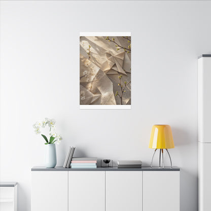 Golden Hour Paper Fold Canvas Art - Japandi Fukinsei