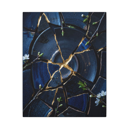 Moonlight Broken Pottery Canvas Art - Kintsugi Fukinsei