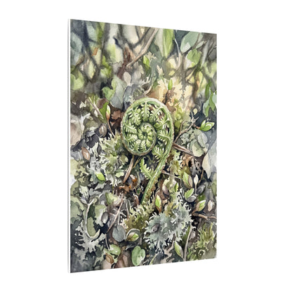 Fern Unfurling Spring Canvas Art | Japandi Neutral Design