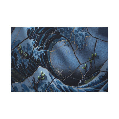 Ocean Wave Spring Canvas Art | Kintsugi Artful Design