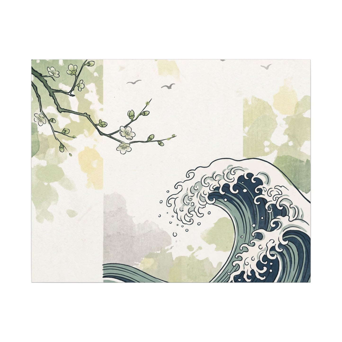 Spring Ocean Wave Ukiyo E Inspired Canvas Art | Serene Decor