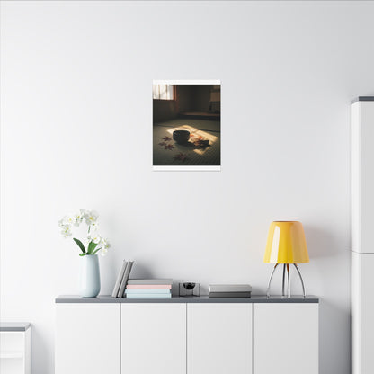 Dark Japandi Tea Ceremony in Golden Hour | Moody Minimal Canvas Art