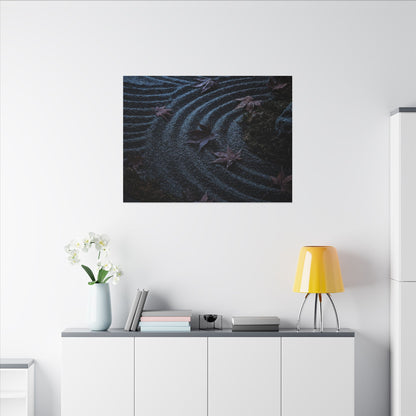 Rock Garden Canvas Art | Autumn Dark Japandi Dark Texture Art