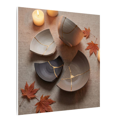 Candlelight Broken Pottery Canvas Art - Japandi Ma