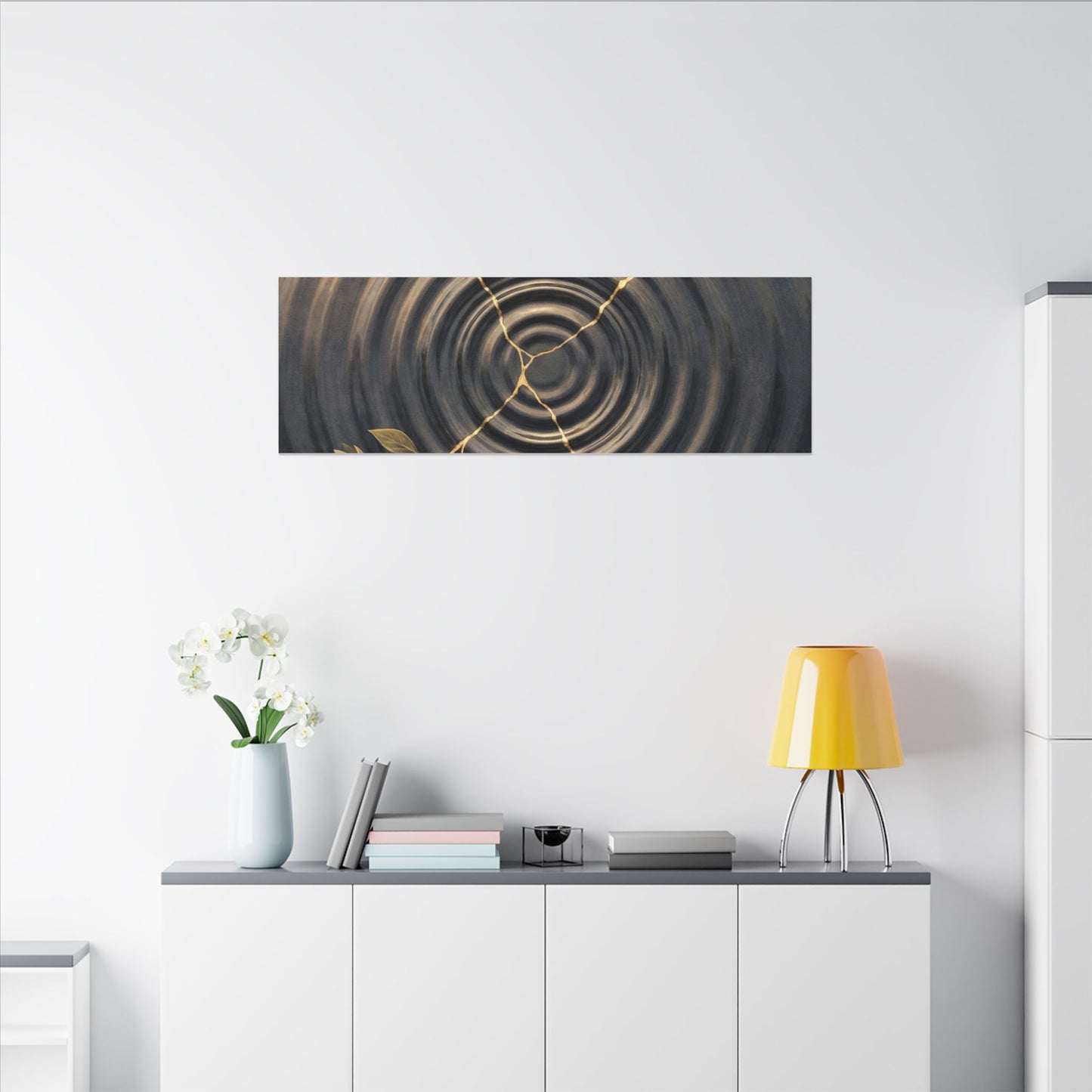 Kanso Water Ripple Canvas Art - Kintsugi Gold Vein