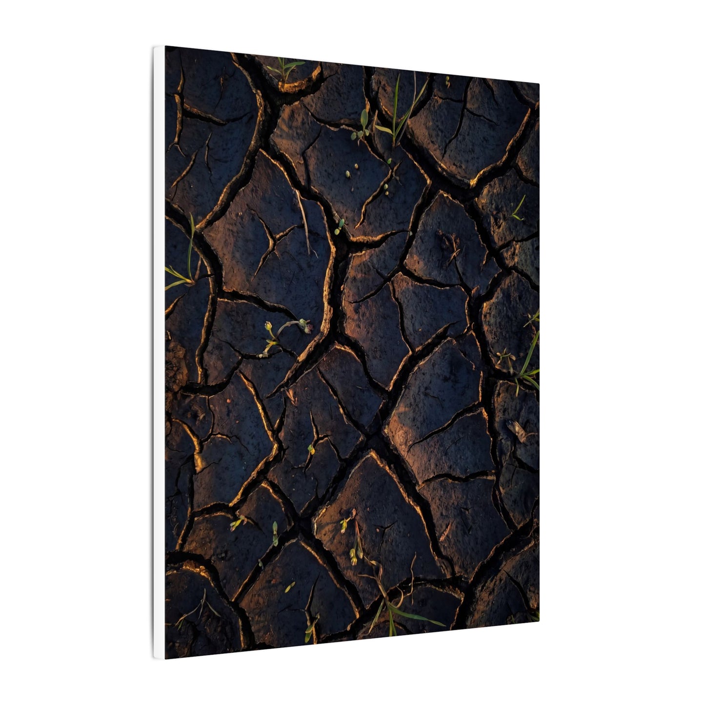 Cracked Earth Moody Minimal Canvas Art | Luxurious Dark Japandi Art