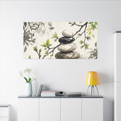 Spring River Stones Japanese Pattern Canvas Art | Elegant Decor