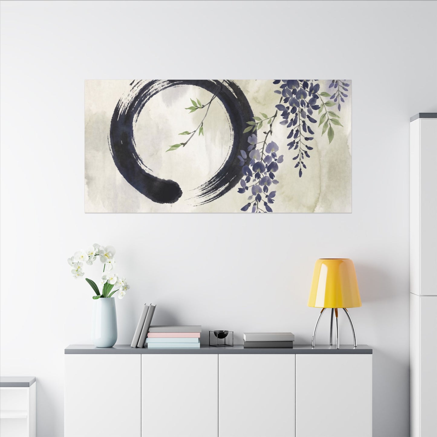 Wisteria Enso Canvas Art | Serene Zen Art