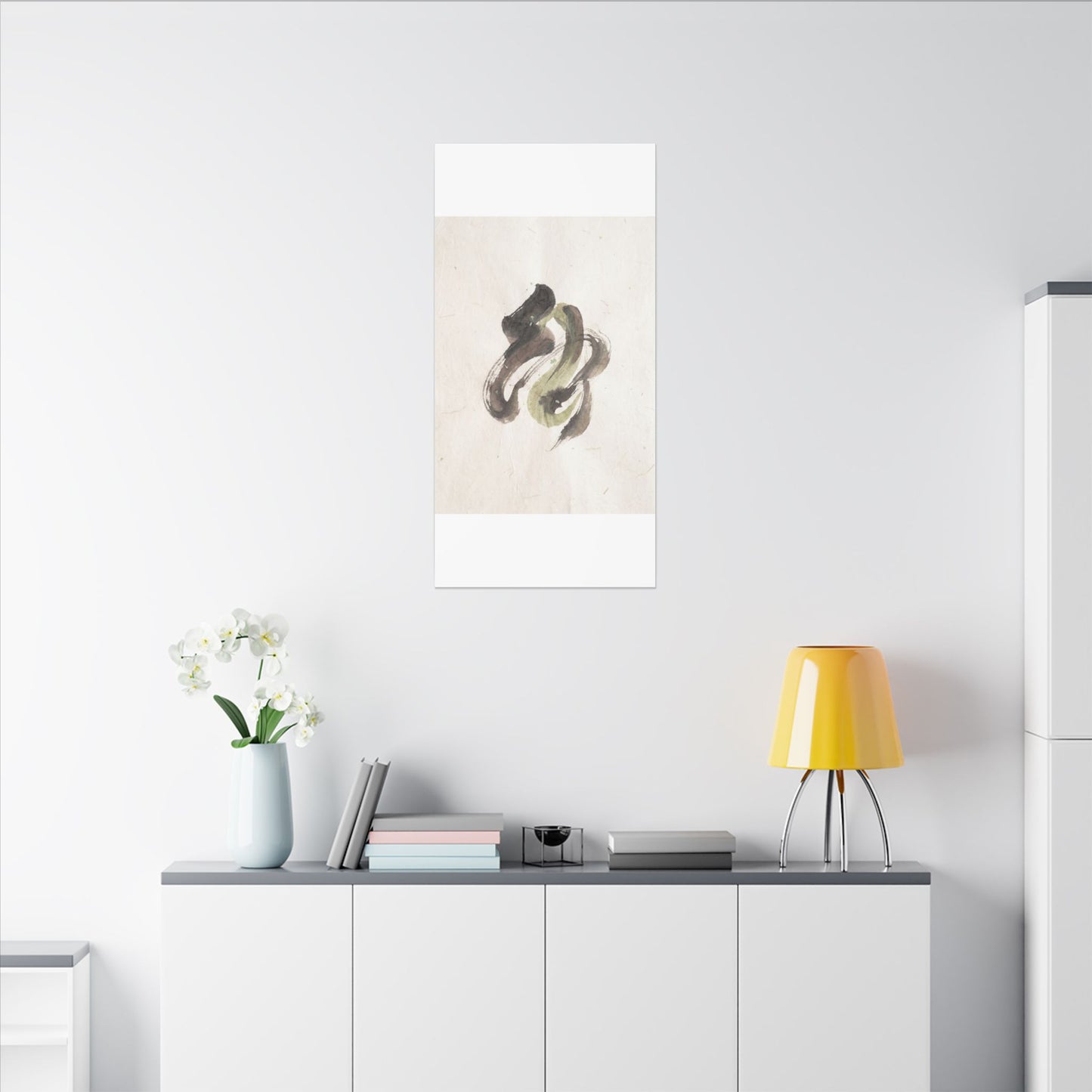 Ink Brushstroke Canvas Art | Spring Japandi Japanese Pattern Art