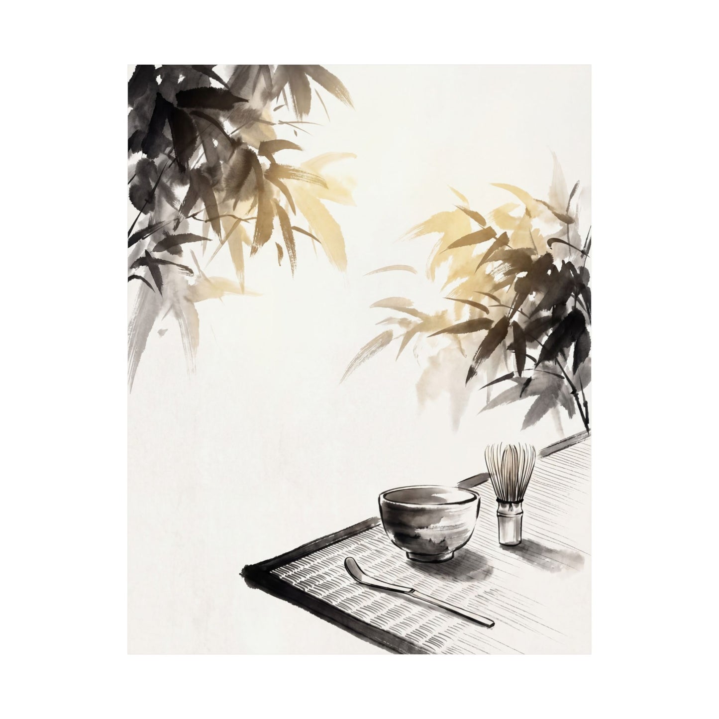 Tea Ceremony Wall Art Print | Summer Zen Sumi E Art
