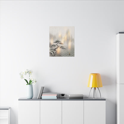 Pine Tree Canvas Art | Winter Japandi Japanese Pattern Art