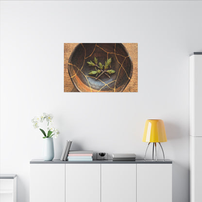 Ceramic Bowl Gold Repair Canvas Art | Resilient Kintsugi Art