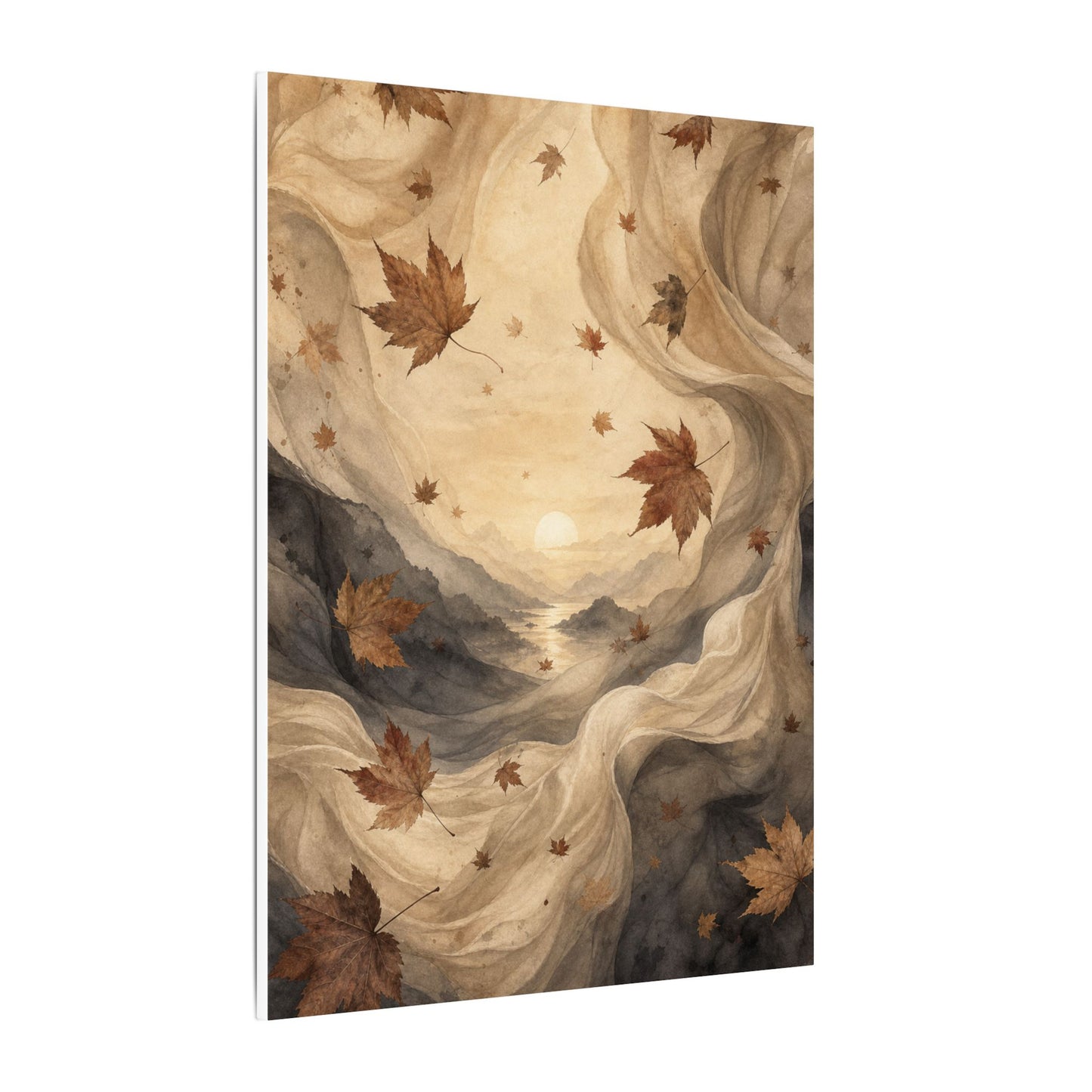 Autumn Silk Drape Watercolor Canvas Art | Earthy Decor
