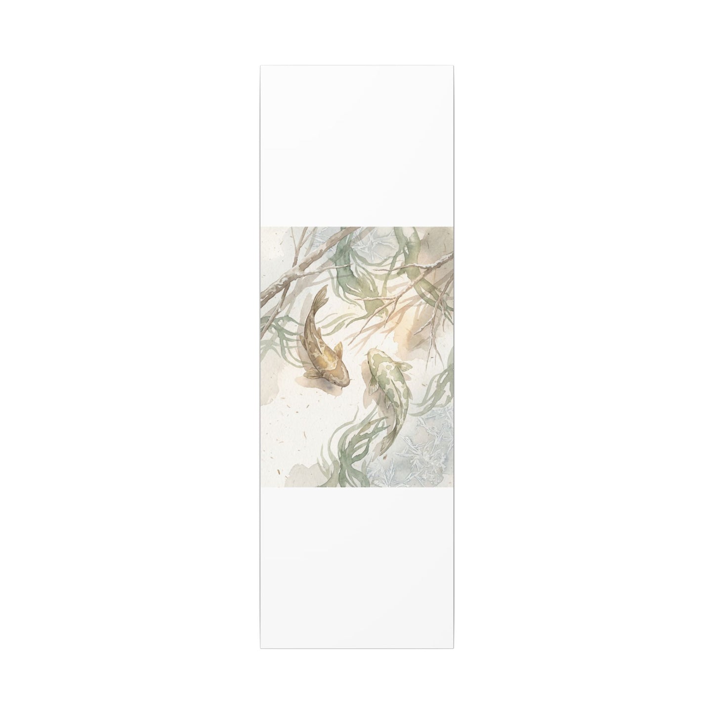 Koi Pond Canvas Art | Winter Japandi Watercolor Art