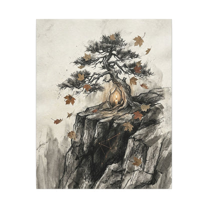 Pine Tree Autumn Canvas Art | Japandi Earthy Design