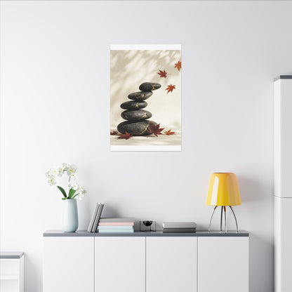Kintsugi River Stones in Dappled | Crackle Gold Canvas Art