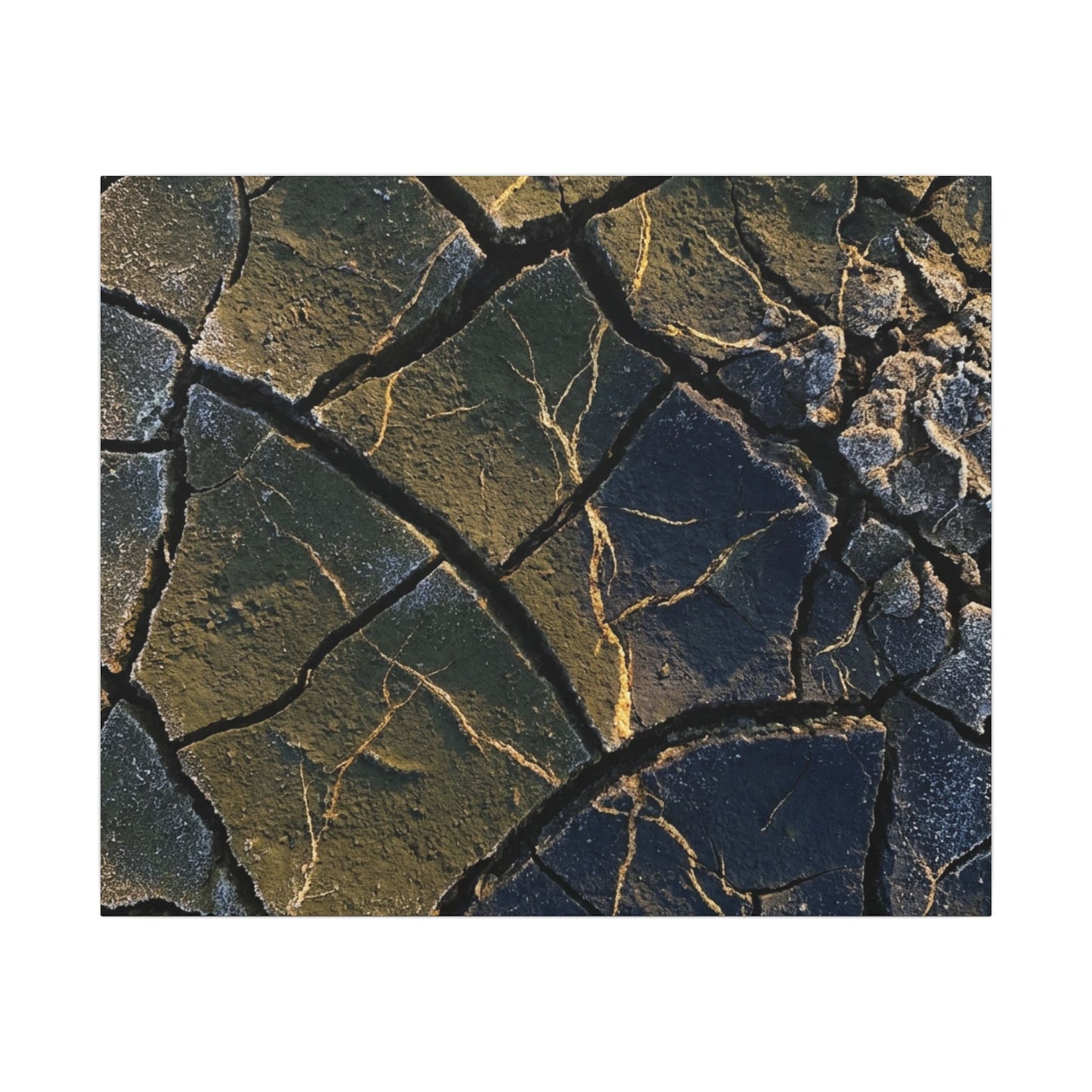 Winter Cracked Earth Moody Minimal Canvas Art | Atmospheric Decor