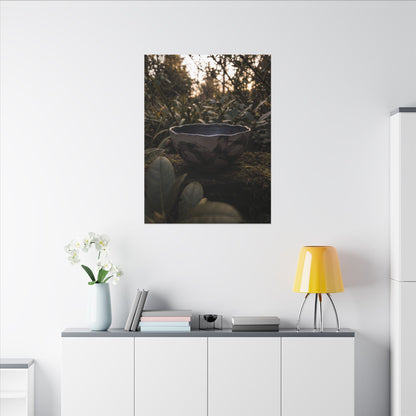 Ceramic Bowl Canvas Art | Summer Dark Japandi Charcoal Ink Art