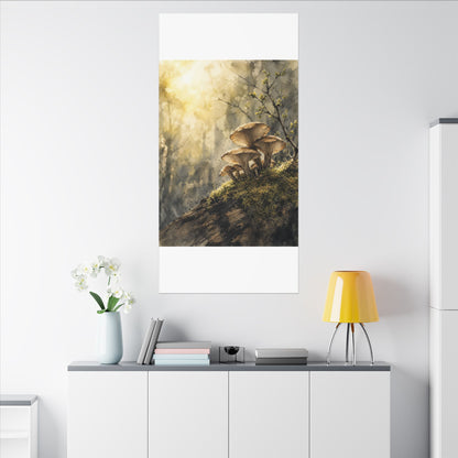 Wild Mushrooms Canvas Art | Spring Japandi Watercolor Art