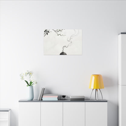 Calm Incense Smoke Canvas Art - Sumi E Zen