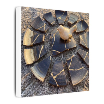 Golden Hour Broken Pottery Canvas Art - Kintsugi Datsuzoku