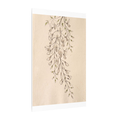 Japandi Wisteria in Golden Hour | Minimal Line Canvas Art