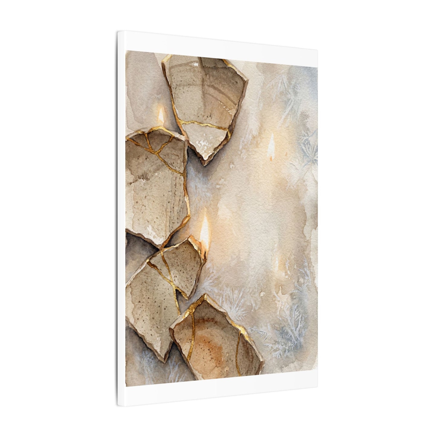 Broken Pottery Winter Canvas Art | Japandi Warm Design