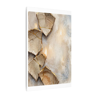 Broken Pottery Winter Canvas Art | Japandi Warm Design