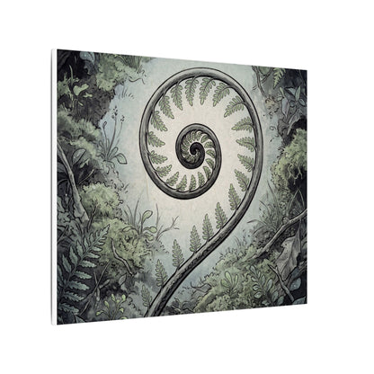 Zen Fern Unfurling in Dawn | Ukiyo E Inspired Canvas Art