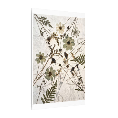 Japandi Dried Flowers in Golden Hour | Japanese Pattern Canvas Art