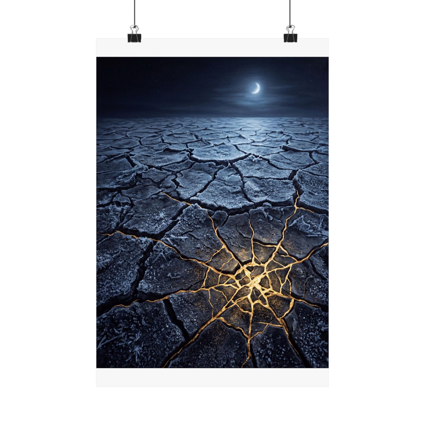 Artful Cracked Earth Wall Art Print - Gold Vein Kintsugi