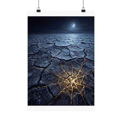 Artful Cracked Earth Wall Art Print - Gold Vein Kintsugi